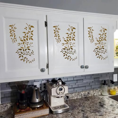 Large Flower Stencils for Walls 11.8inch Hummingbird Dragonfly Stencil | Reusable Daisy Sunflower Tree Vine Stencils for Painting on Wood Fence Wall Furniture Fabrics DIY Decor - style: Nature