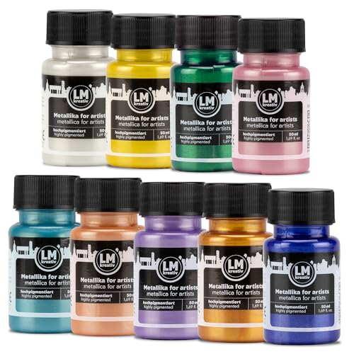 Metallic Acrylic Paint 9 x 1.69 fl oz - Color Pop - Premium Metallic Acrylic Paints for Artists, 50ml – Perfect for Canvas, Wood, Ceramic, and DIY Projects - color: Color Pop