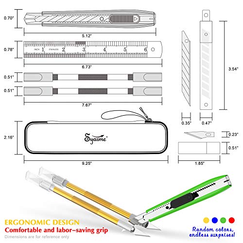 Precision Knife, Craft Utility Carving Knife Set for Art, Hobby, Scrapbook and Sculpture, Etc., Contains 2 Hobby Knives & 1 Cutter knife, 30 spare blades, EVA Storage Box, Ruler, Cleaning Cloth