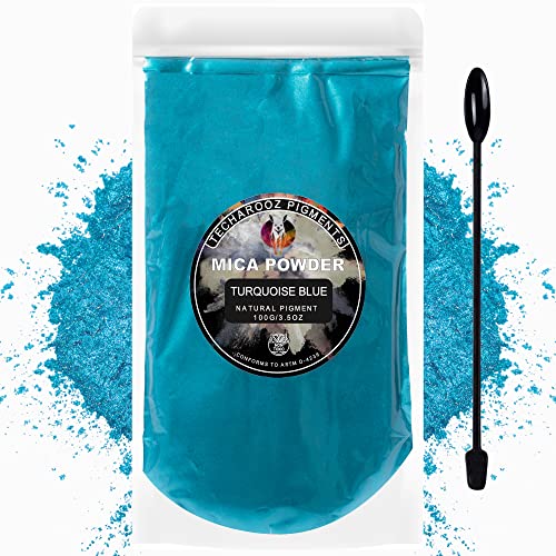 Turquoise Blue Mica Powder for Epoxy Resin 100g / 3.5oz. Sealed Bag Techarooz 2 Tone Resin Dye Color Pigment Powder for Lip Gloss, Nails, Colorant for Bath Bombs Soap Making & Much More - color: Turquoise Blue