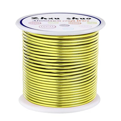 12 Gauge(2mm) Aluminum Wire 35 Yards Anodized Metal Wire for Bonsai Armature Crafting Sculpting Jewelry Craft Making Beading Floral (Yellow, 12 Gauge) - color: Yellow