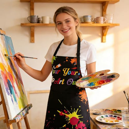 Painting Artist Apron with Pockets, Waterproof Painting Aprons for Adults, Adjustable Art Apron Bib Apron - color: Style 2
