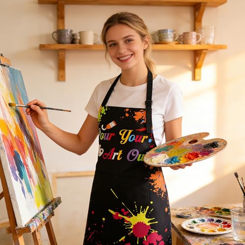 Painting Artist Apron with Pockets, Waterproof Painting Aprons for Adults, Adjustable Art Apron Bib Apron - color: Style 2