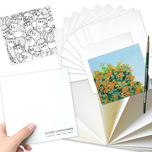 5.9x5.9 Inch Oil and Acrylic Paper Pad,30 Sheets Tearable Bleedproof | Tearable 110LB / 180 GSM Oil Painting Paper,Canvas Like Textured,Art Drawing Papers for Acrylic,Oil Painting,White - color: 1-5.9x5.9 inch-180gsm-oil paper