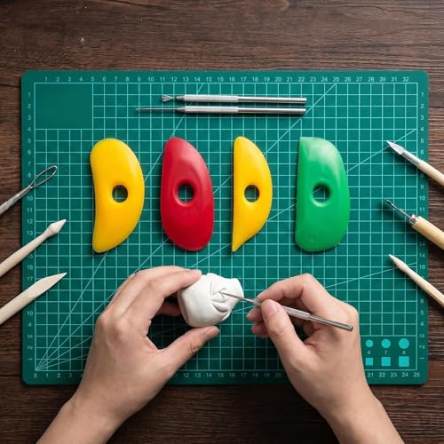 4 PCS Silicone Pottery Ribs & 2 PCS Clay Tools, Flexible Clay Shaping Tools for Wheel Trimming, Throwing,Sculpting & Ceramics Art, Multi Styles for DIY Smooths Shapes Pottery Tool Sets
