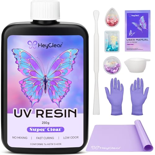 HeyClear 250g UV Resin kit -Crystal Clear, Hard UV Epoxy Resin - size: 250g