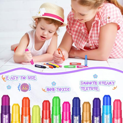 Fulmoon 192 Pcs Tempera Paint Sticks for Kids 24 Colors Washable Quick Drying Paint Sticks Bulk Crayons for Children Art Supplies Paper Wood Glass Rock Poster Canvas 8 Sets