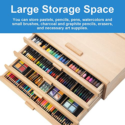Falling in Art Wooden Pastel Storage Box With 4 Removable Drawers - size: 4-Drawer