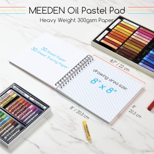 MEEDEN 8"x 8" Oil Pastel Paper Pad: 140lb/300gsm, 30 Sheets Fine Textured - size: 8"x8"