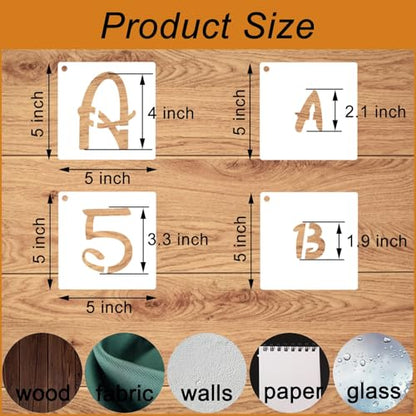 4 Inch Alphabet Letter Stencils - 70 Pcs Magic Letter & Number Stencils for Painting on Wood Signs, Journals & DIY Crafts - size: 4 inch