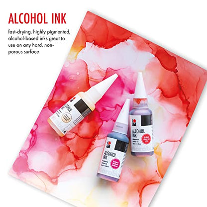 Marabu Red Alcohol Ink Set - 5 Colors Set, Ruby Red, Metallic Red, Cherry Red, Garnet Red, Red Orange - Alcohol Ink for Epoxy Resin, Tumblers, Alcohol Ink Paper - Large 0.68 Ounce Inks