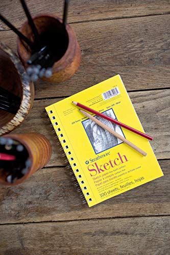 Strathmore 300 Series Wire Bound Sketch Pad, 50 lb. Paper, 5.5 X 8.5 inches, 100 Sheets (350-6) - size: 5.5x8.5 inch