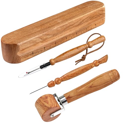 Savina Set 4 - Tailor Clapper/Seam Roller/Stiletto/Seam Rippers for Sewing - Wooden Sewing Quilting Tools - color: Tailor Clapper + Seam Roller + Stiletto + Brush