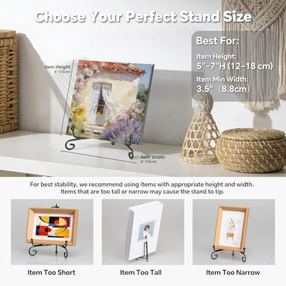 Artliving Plate Stands for Display, 5 Inch Black Iron Easel Plate Display Photo Holder Stand, Displays Picture Frames, Decorative Plates, Tablets and Art (2 pack) - size: 5 inch(2 pack)
