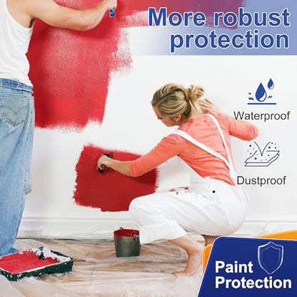 Plastic Drop Cloth, 3Mil Thick, Heavy-Duty, 9x12 Ft Painter's Sheet | Tear-Resistant,Waterproof, Reusable, Thickened, for Painting, Furniture, Walls, and Floor Protection - size: 3mil-1Pack