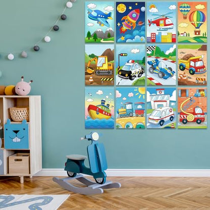 Louise Maelys 5x7Inch Pre Drawn Canvas for Painting for Kids,Transportation - color: CAR