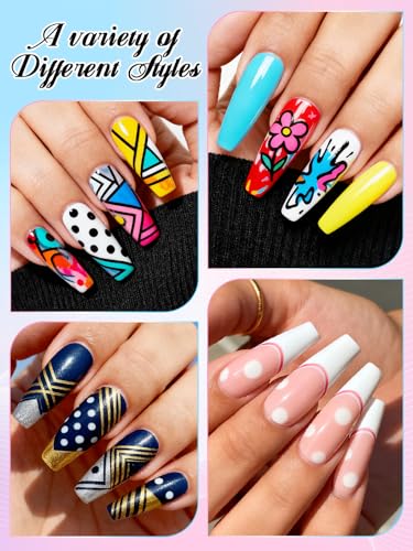 12 Colors Nail Art Pens Set, Kalolary Nail Art Markers 3D Nail Polish Pens - color: M