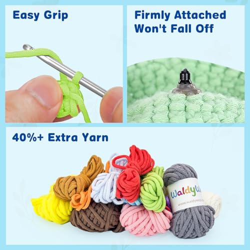 WaldyWop Crochet Kit for Beginners: 3 Animal Bookmarks Craft Kit,Women Gift - color: Animal Bookmarks