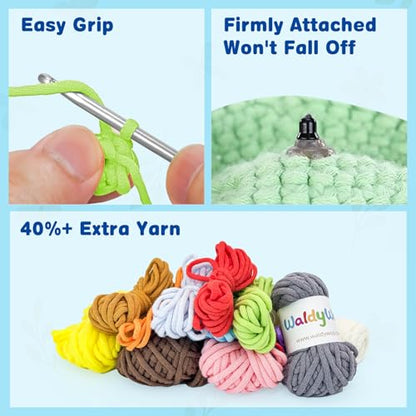 WaldyWop Crochet Kit for Beginners: 3 Animal Bookmarks Craft Kit,Women Gift - color: Animal Bookmarks