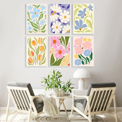 Fountor 6 Pack Paint by Numbers Kit for Adults Beginner Flowers 8x12 Inch - color: LKOP6P-3