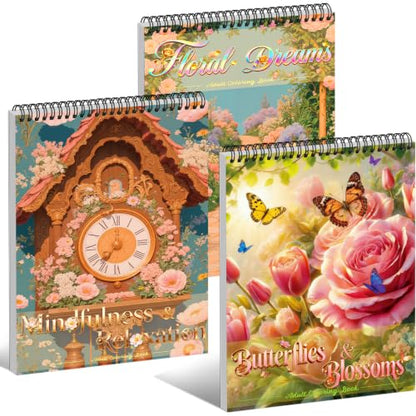 Kalysky 3 Pack Adult Coloring Books for Women, Spiral Bound - color: Women's Coloring Book