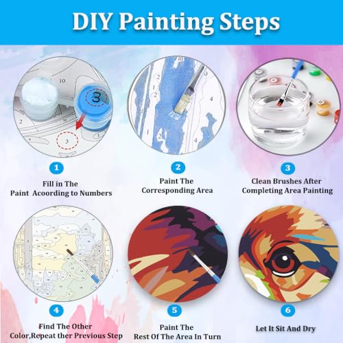 Artunion Framed Paint by Numbers Kit for Adults Beginners & Kids Ages 8-12,Pomeranian Paint by Number with Frame,Dog Animal Paint by Numbers Kit on Canvas 10 * 10 Inch Without Easel - color: ZXT-380-F