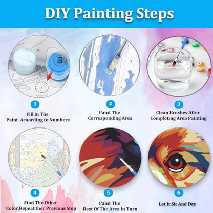 Artunion Framed Paint by Numbers Kit for Adults Beginners & Kids Ages 8-12,Pomeranian Paint by Number with Frame,Dog Animal Paint by Numbers Kit on Canvas 10 * 10 Inch Without Easel - color: ZXT-380-F