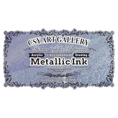 Acrylic Inks for Artists - Chameleon Metallic Acrylic Paint Set - 1-oz (30 ml) for Painting, Drawing, Paints, Art, Brushes (Shady Grape)