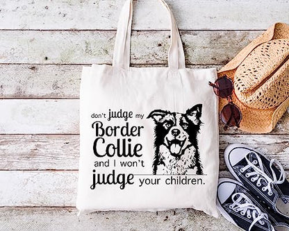 Pet Studio Art Don't Judge My Dog Tote Bag - color: Border Collie