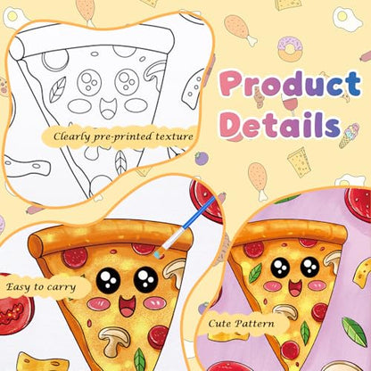 Anseal 12 Packs Pre Drawn Canvas to Paint, 5" X 7" Foods Pre Printed Canvas for Painting, Pre Stretched Canvas Outline Painting Boards for Party Favor - style: Foods