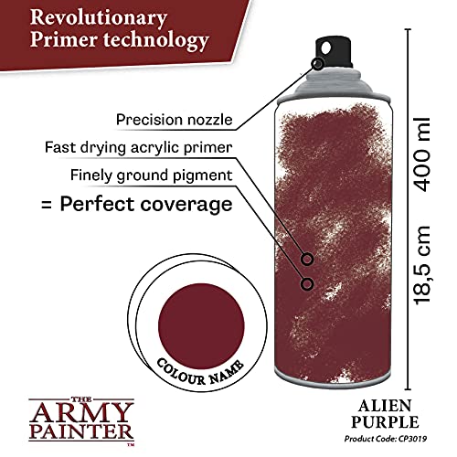 The Army Painter, Colour Primer Alien Purple, 400 ml acrylic spray | Spray Paint Basecoat for Miniature Model Undercoat Priming, Plastic Wargames, DnD & Warhammer - color: Alien Purple