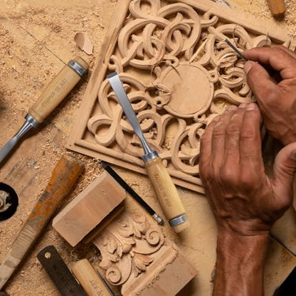 Falling in Art 12Pcs Wooden Carving Chisel Set with a Leather Pouch