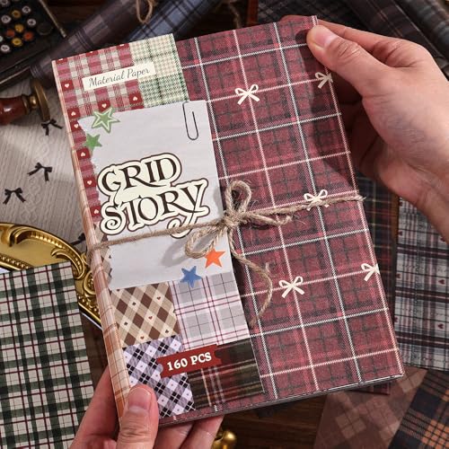 icceemee 160 Sheets of pinstripe Scrapbook Paper, journaling Scrapbook Supplies Craft Collage Paper Set, Junk Journal Bullet Journal Poster Room Decor for Card Making Decorative Gifts - color: Red