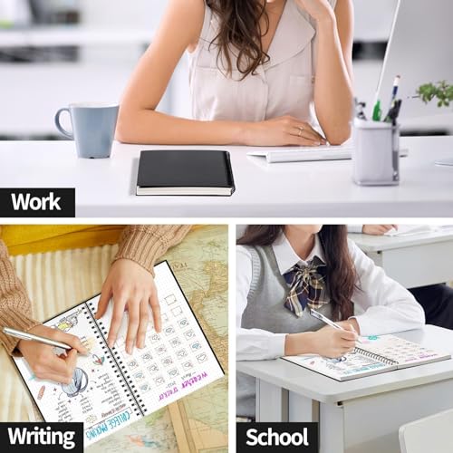 AHGXG Dotted Journal, Grid Spiral Notebook, 110 Pages, A4 (8.5" x 11") | 100 GSM Thick Dot Paper, Waterproof Plastic Cover Journals for Journaling, Sketching (Black) - color: Black, style: A4-Dotted
