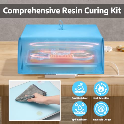 OFFNOVA Resin Heating Mat & Leveling Table, 2-in-1 Resin Tools for Epoxy Resin, Resin Curing Machine for Resin Molds, Undeformed Resin Dryer with Smart Timer & Temperature Control, Silicone Mat - size: 12*16" Resin Curing Kit
