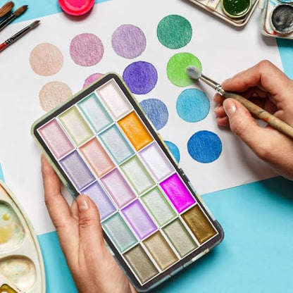 20 Empty Full Pans Watercolor Palette Tins Box with Magnetic Squares - color: Green Rose, size: 20 Full Pans