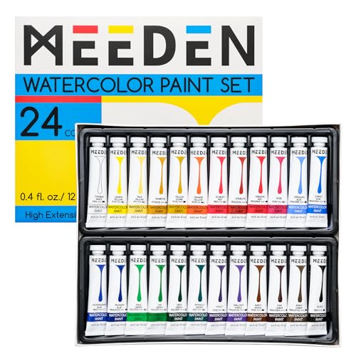 MEEDEN Watercolor Paint Tubes Set: 24 x 12ml (0.4 oz) Colors Painting Set - color: 24 Colors