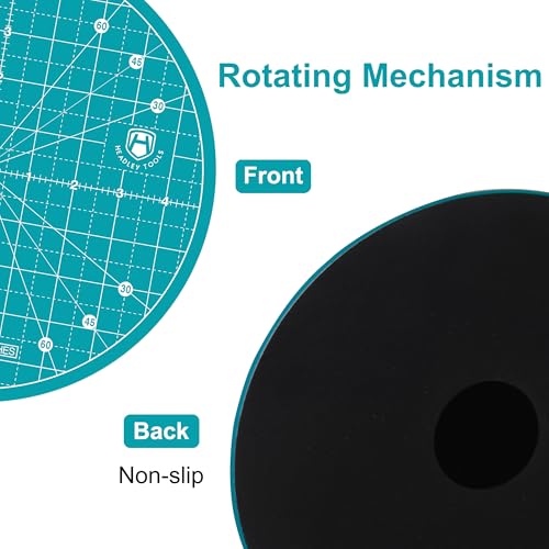 10"x10" Round Rotating Cutting Mat, Self Healing Mat with 360-Degree Rotation & Anti-Slip Base, Sewing Board Cutting Mat Perfect for Fabric Quilting Leather Hobby Project, Turquoise - color: Turquoise, size: 10"L x 10"W