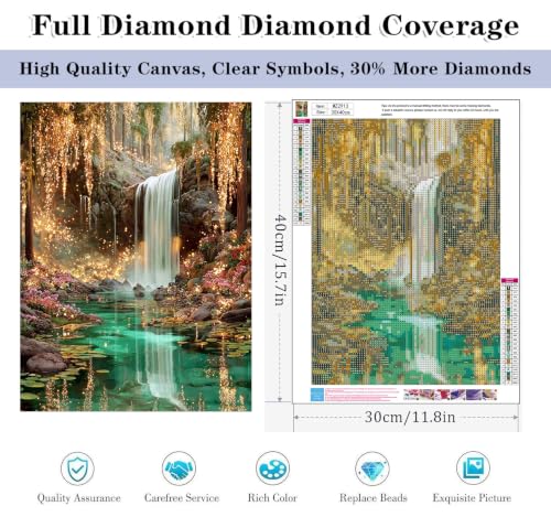 HHMATITS Waterfall Landscape Diamond Art Kits for Adults - color: Waterfall