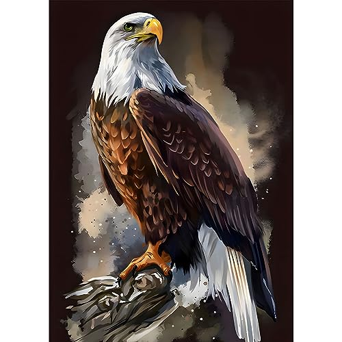 SENQAO Eagle Diamond Painting Kits for Adults, American Bald Eagle Full Drill Round Diamond Painting, for Room Decor Bedroom Decor Or Birthday for Friends 30x40cm - color: eagle