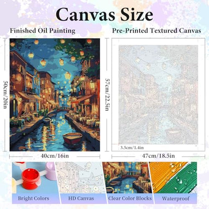 Paint by Numbers Kit for Adults, Venice Night Number Painting Canvas Kit - color: Venice-1