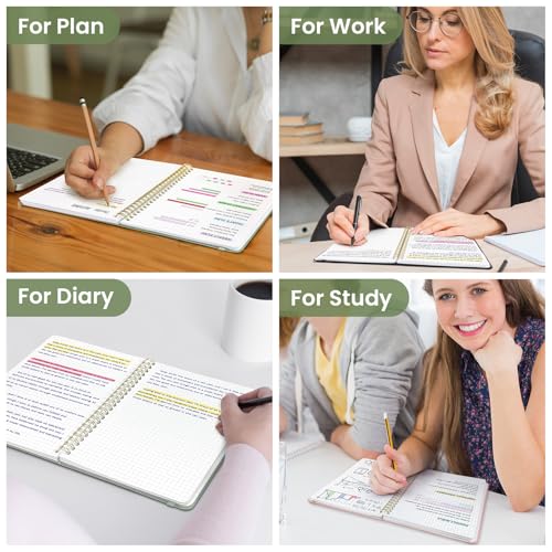 Taja Graph Spiral Journal Notebook for Women & Men, 140 Pages, Graph Paper Hardcover Notebook for Planning & Tracking, Journals for Graphing, A5(5.7" x 7.9") – Green - color: A.Green, style: c-Graph