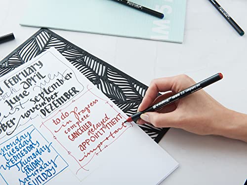 edding 1255 Calligraphy Pen - Black - 3 pens - Calligraphy Nib 2-5 mm - Fibre pens for Paper, Wood, Terracotta, Canvas - Hand Lettering, Bullet journals, Thank You Cards, Calligraphy Books - color: 17: Set of 3 - Black