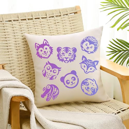 27 PCS Animal Head Stencils for Painting, 3x3 Inch Reusable Plastic Paint Templates for Painting on Wood, Animal Theme Drawing Stencils for Wall Furniture Fabric Paper Art Scrapbooks DIY Crafts - color: 27P/Animal Head