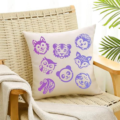 27 PCS Animal Head Stencils for Painting, 3x3 Inch Reusable Plastic Paint Templates for Painting on Wood, Animal Theme Drawing Stencils for Wall Furniture Fabric Paper Art Scrapbooks DIY Crafts - color: 27P/Animal Head