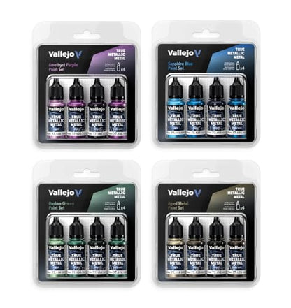 Vallejo - Hydra Turquoise Set, True Metallic Metal, 4 Bottles x 0.6 fl.oz. - color: Hydra Turquoise