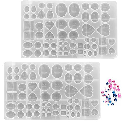 2 Pcs Gem Jewelry Casting Mold,Large | Resin Jewelry Casting Molds, for Making Earrings,Jewelry Making Crafting Projects - color: mix-large