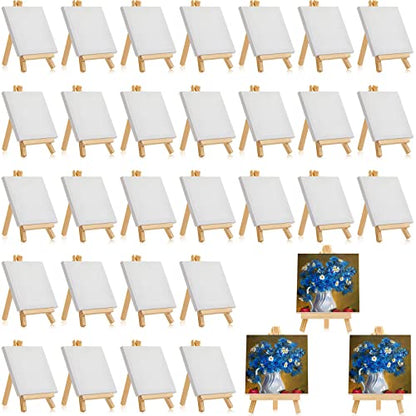 Mimorou 32 Pack Mini Canvas with Easel for Painting Wood, 5 x 5 Inch - size: 5 x 5 Inch