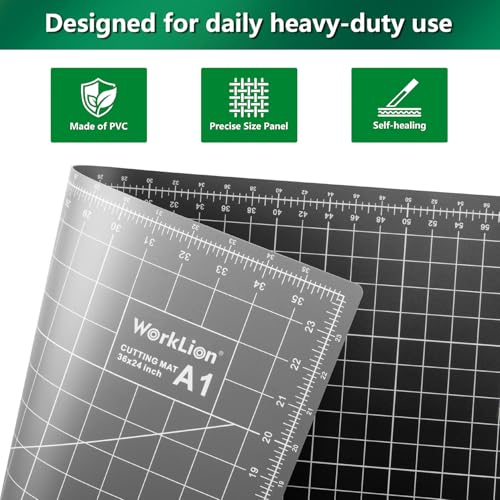 Self Healing Cutting Mat 24''x36'': Double-Sided 5-Ply Craft Cutting Board with Grid - Slip-Resistant Large Cutting Mat for Sewing, Fabric,Quilting, Crafts & Hobbies(Grey/Black) - color: Black/Gray, size: 36"L x 24"W