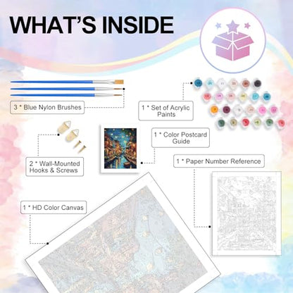 Paint by Numbers Kit for Adults, Venice Night Number Painting Canvas Kit - color: Venice-1